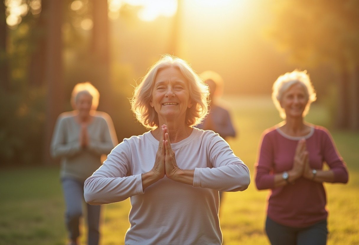 Йога на природі - медитація під час заходу сонця